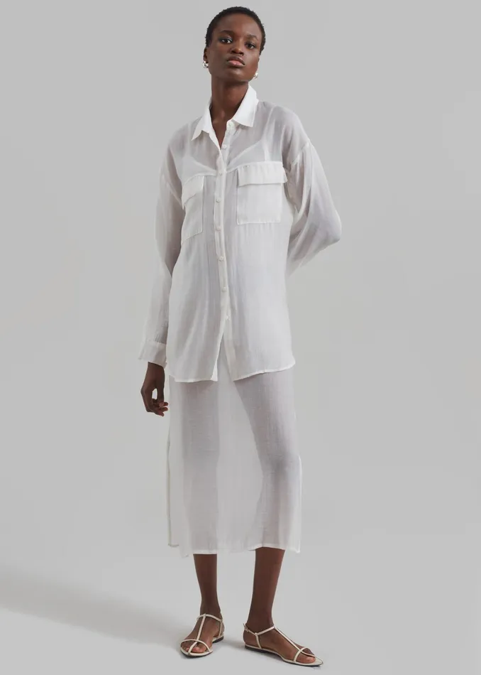The Frankie Shop Dresses Madeline Sheer Midi Dress 8211 Off White 8211 Women