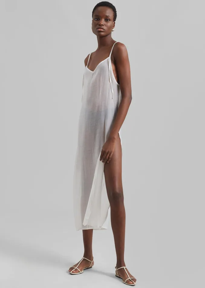 The Frankie Shop Dresses Madeline Sheer Midi Dress 8211 Off White 8211 Women