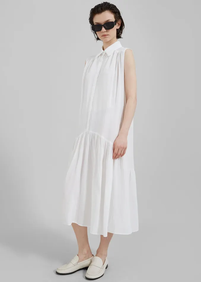 The Frankie Shop Dresses Maela Button Up Midi Dress 8211 White 8211 Women