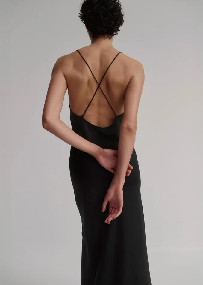 The Frankie Shop Dresses Matin Silk Bias Dress 8211 Black 8211 Women