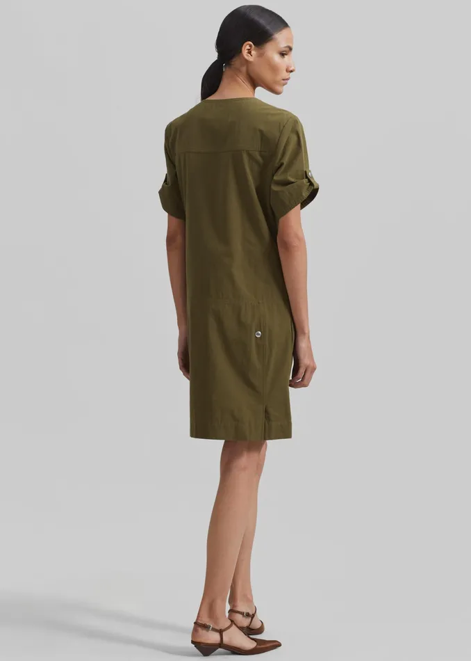 The Frankie Shop Dresses Proenza Schouler White Label Watson Dress In Rumpled Cotton 8211 Dark Olive 8211 Women