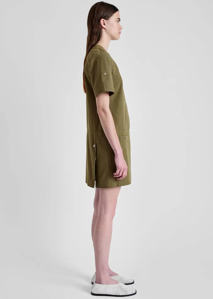 The Frankie Shop Dresses Proenza Schouler White Label Watson Dress In Rumpled Cotton 8211 Dark Olive 8211 Women