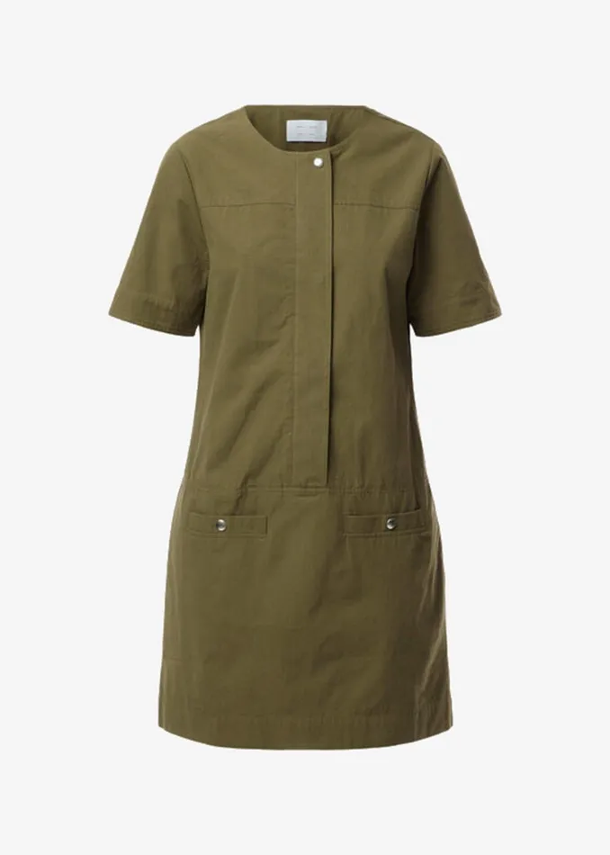 The Frankie Shop Dresses Proenza Schouler White Label Watson Dress In Rumpled Cotton 8211 Dark Olive 8211 Women