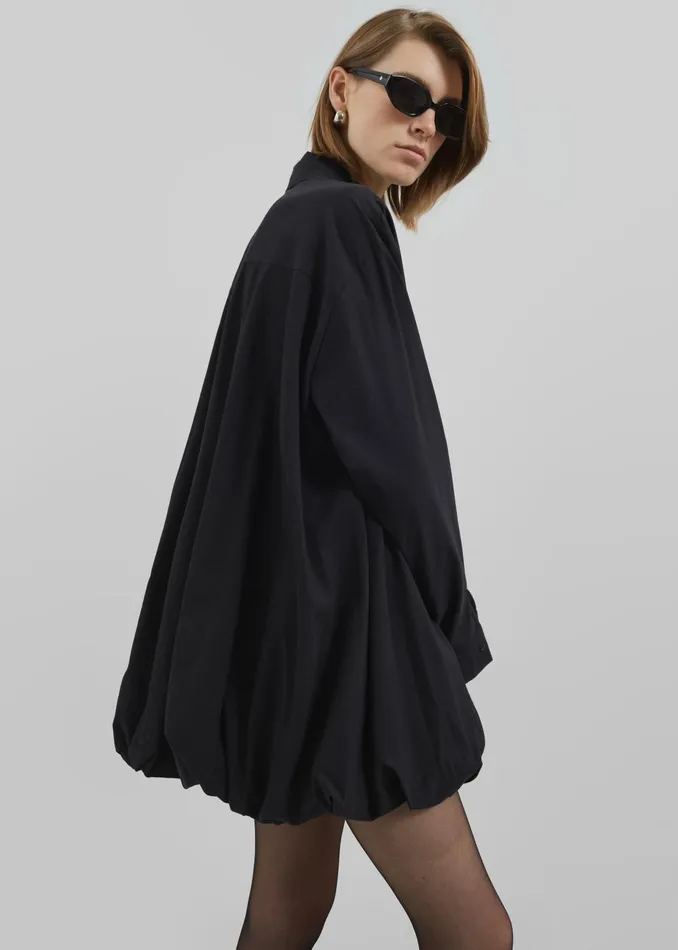 The Frankie Shop Dresses Venida Bubble Hem Shirt Dress 8211 Black 8211 Women