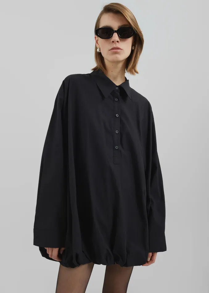 The Frankie Shop Dresses Venida Bubble Hem Shirt Dress 8211 Black 8211 Women