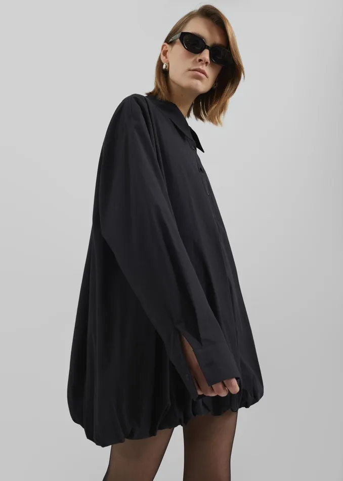 The Frankie Shop Dresses Venida Bubble Hem Shirt Dress 8211 Black 8211 Women