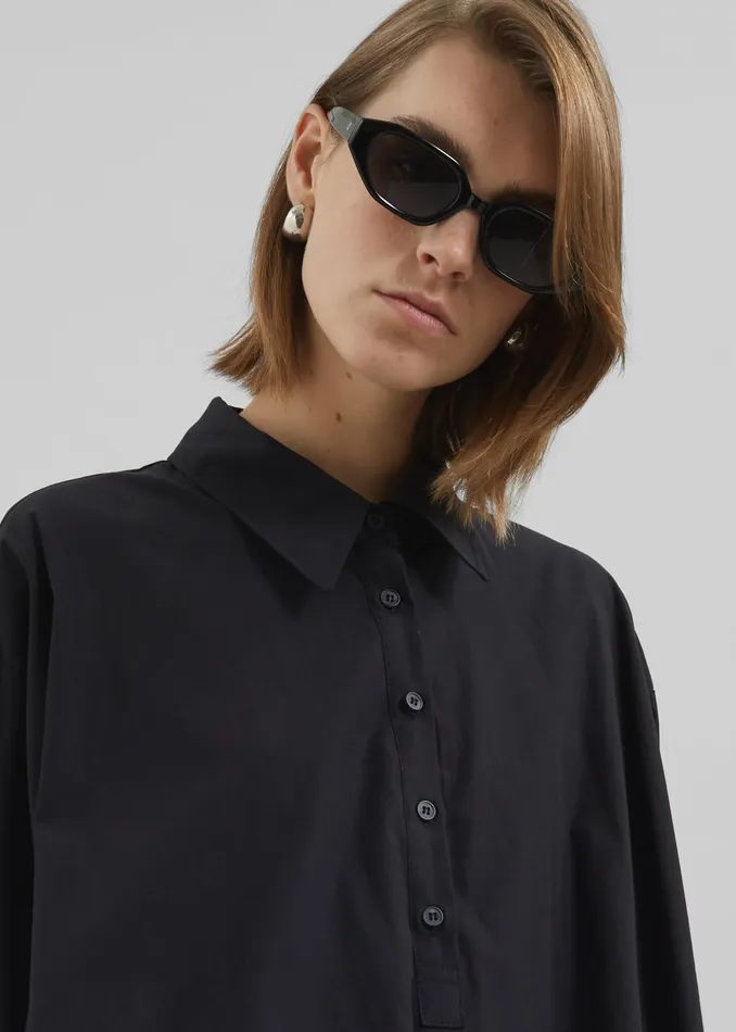 The Frankie Shop Dresses Venida Bubble Hem Shirt Dress 8211 Black 8211 Women