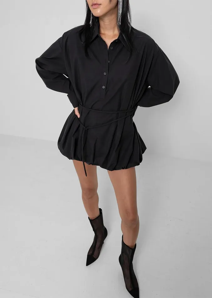 The Frankie Shop Dresses Venida Bubble Hem Shirt Dress 8211 Black 8211 Women