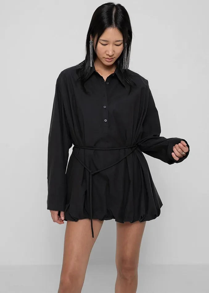 The Frankie Shop Dresses Venida Bubble Hem Shirt Dress 8211 Black 8211 Women