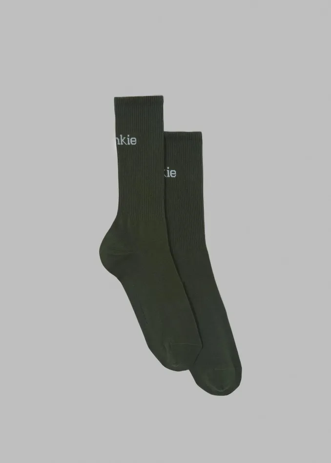 The Frankie Shop Frankie In English Ribbed Socks 8211 Army Green 8211 WomenMen