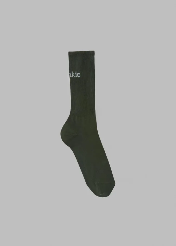 The Frankie Shop Frankie In English Ribbed Socks 8211 Army Green 8211 WomenMen