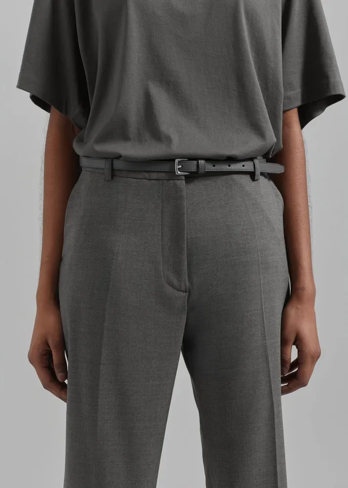 The Frankie Shop Jessie Leather Belt 8211 Grey 8211 Women