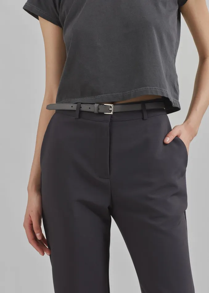 The Frankie Shop Jessie Leather Belt 8211 Grey 8211 Women
