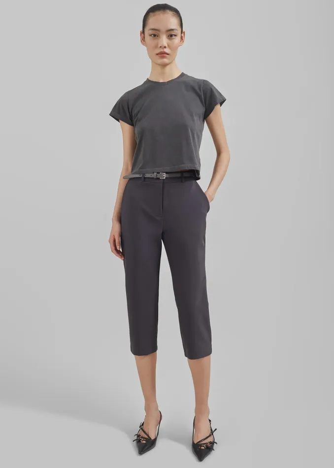 The Frankie Shop Jessie Leather Belt 8211 Grey 8211 Women