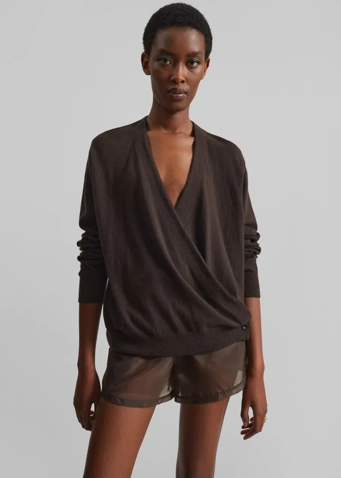 The Frankie Shop Knitwear Albi Wrap Cardigan 8211 Brown 8211 Women