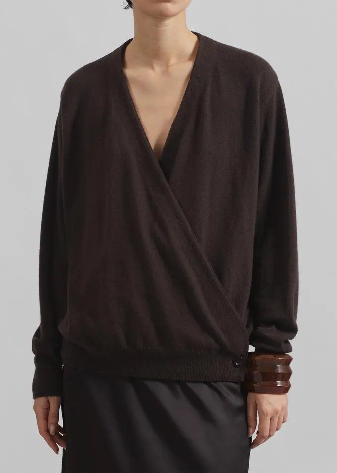 The Frankie Shop Knitwear Albi Wrap Cardigan 8211 Brown 8211 Women