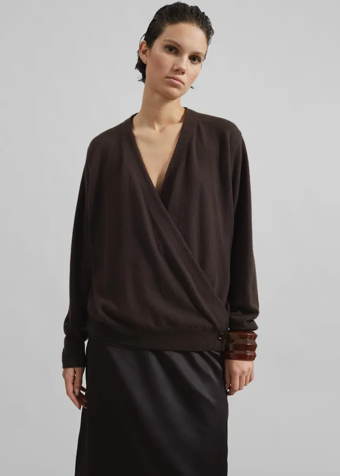 The Frankie Shop Knitwear Albi Wrap Cardigan 8211 Brown 8211 Women