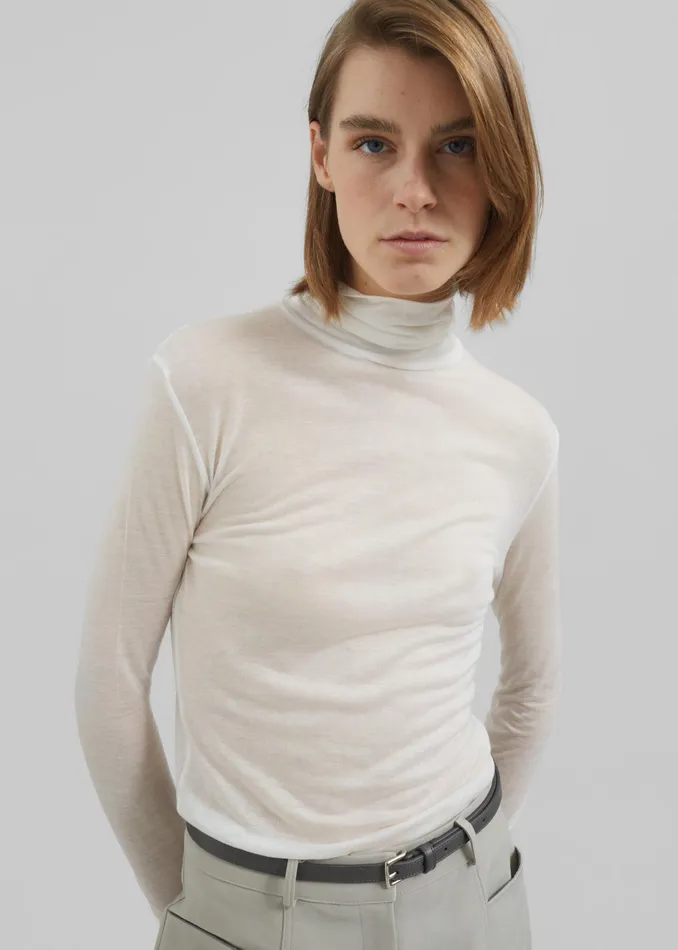 The Frankie Shop Knitwear Evren Sheer Turtleneck 8211 White 8211 Women