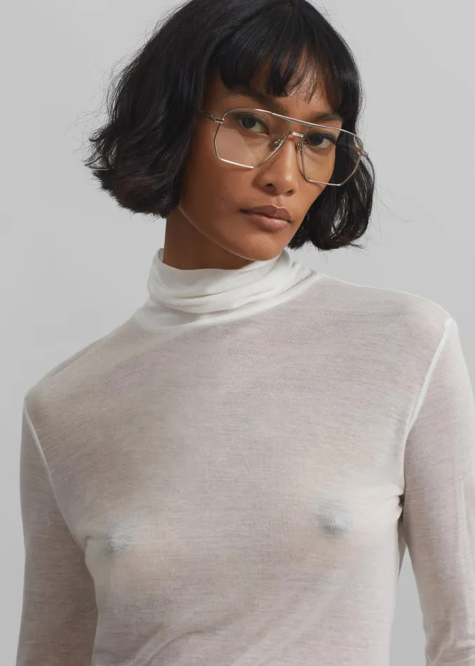 The Frankie Shop Knitwear Evren Sheer Turtleneck 8211 White 8211 Women