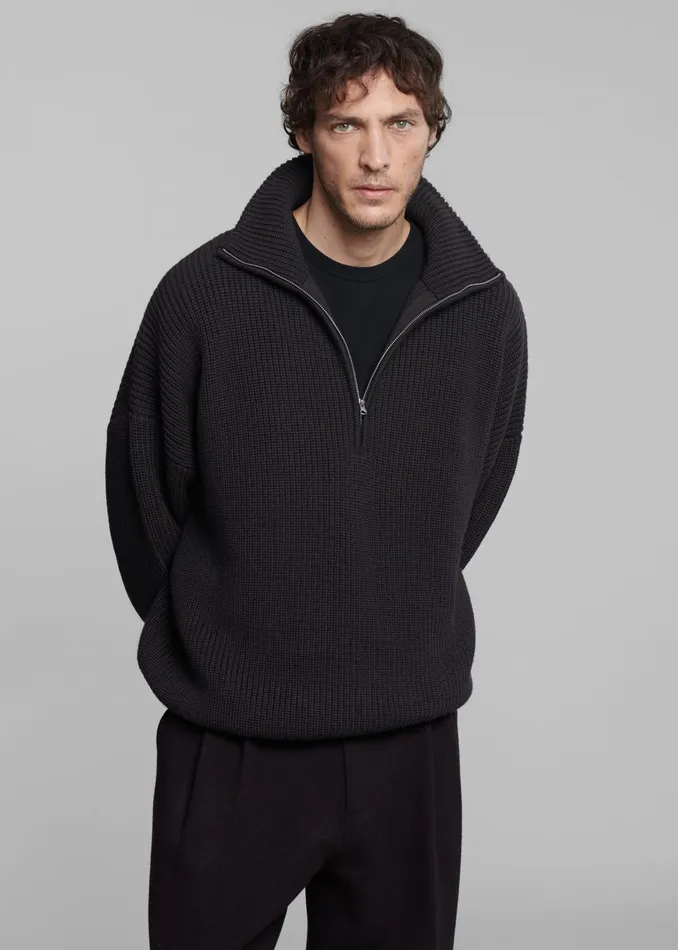 The Frankie Shop Knitwear Harrison Quarter Zip Jumper 8211 Dark Plum 8211 Men