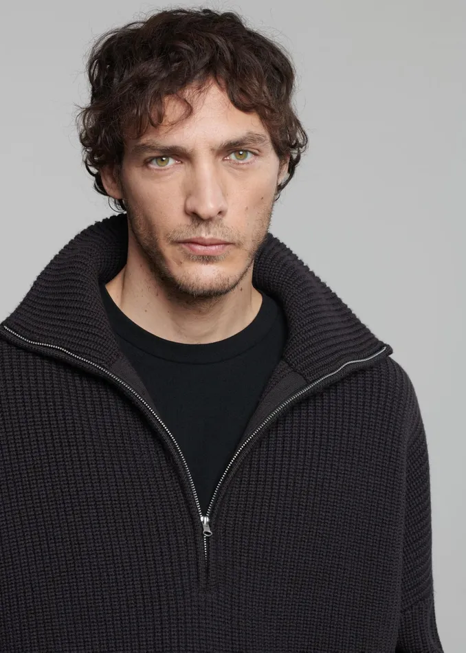 The Frankie Shop Knitwear Harrison Quarter Zip Jumper 8211 Dark Plum 8211 Men
