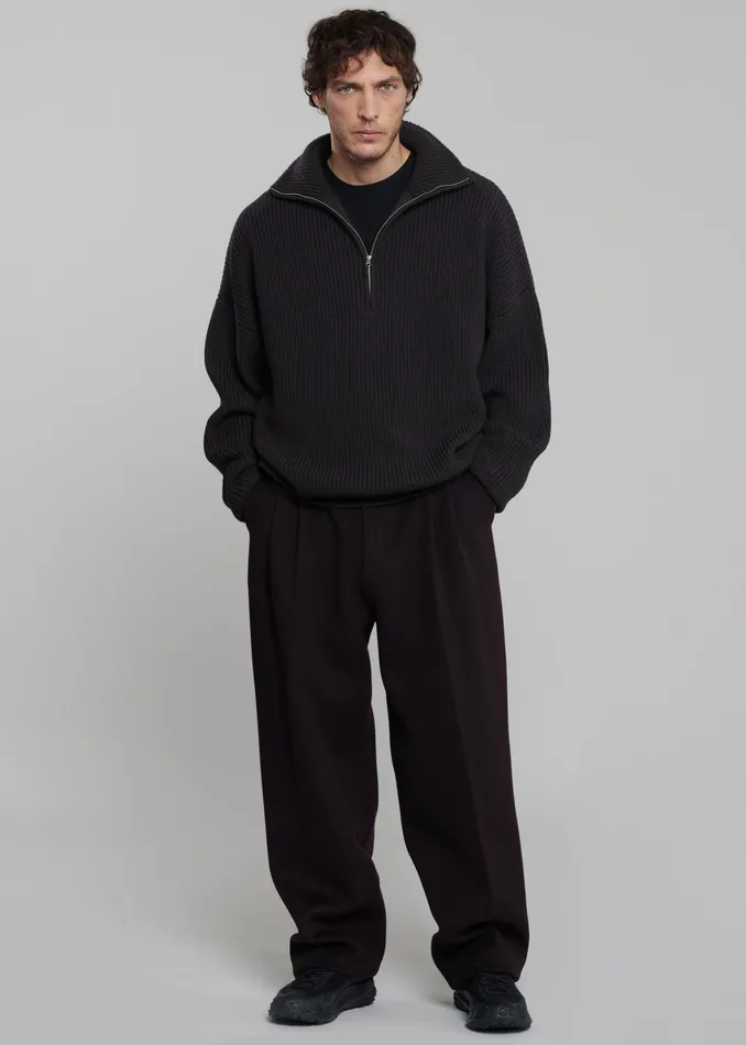 The Frankie Shop Knitwear Harrison Quarter Zip Jumper 8211 Dark Plum 8211 Men