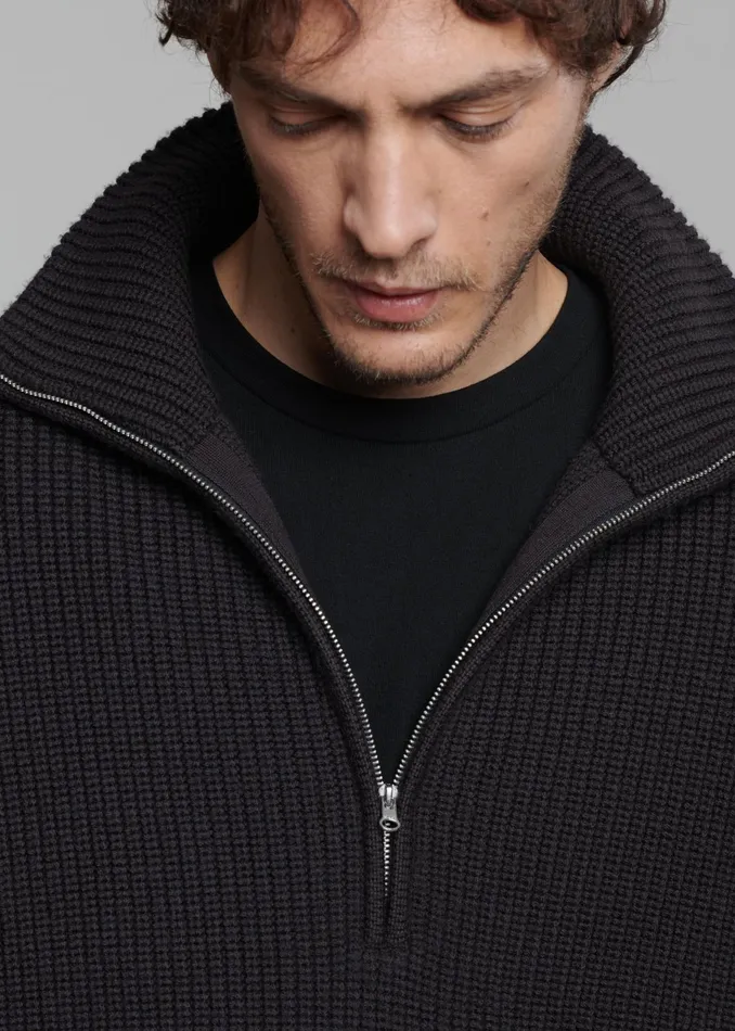 The Frankie Shop Knitwear Harrison Quarter Zip Jumper 8211 Dark Plum 8211 Men