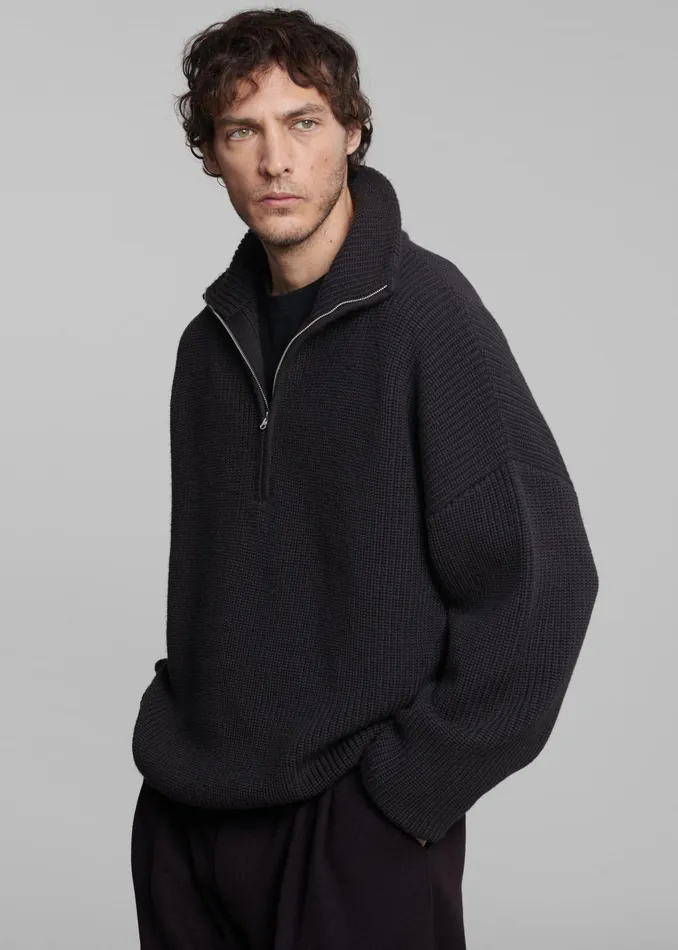 The Frankie Shop Knitwear Harrison Quarter Zip Jumper 8211 Dark Plum 8211 Men