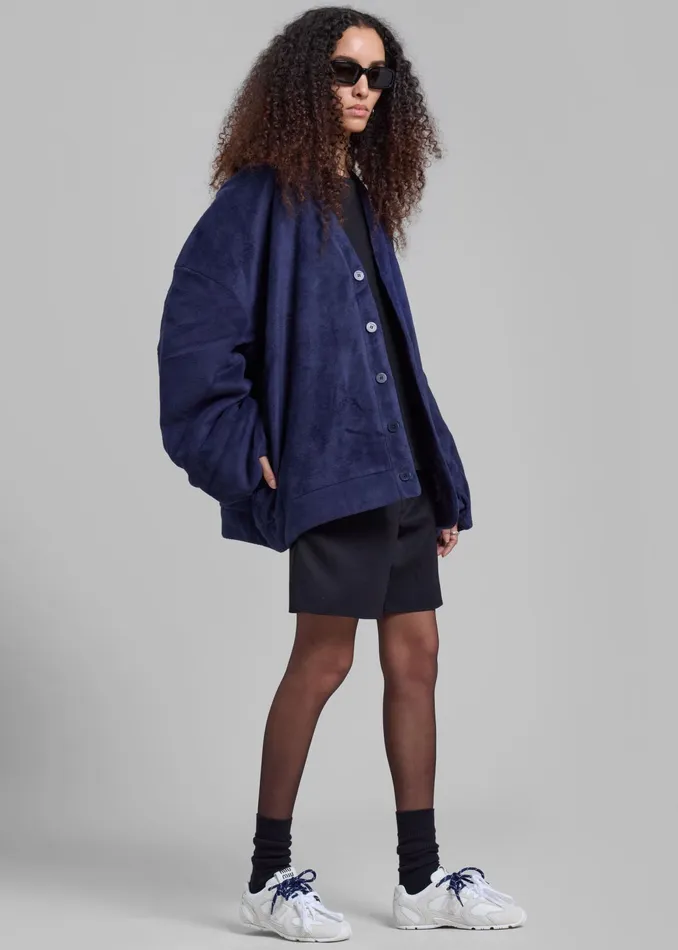 The Frankie Shop Knitwear Jw Anderson Oversized VNeck Cardigan 8211 Dark Navy 8211 Women