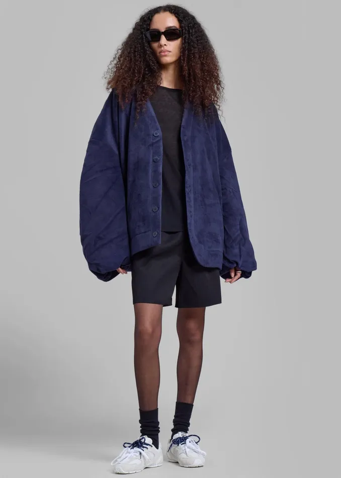The Frankie Shop Knitwear Jw Anderson Oversized VNeck Cardigan 8211 Dark Navy 8211 Women