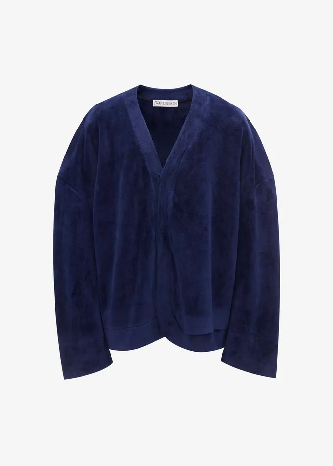 The Frankie Shop Knitwear Jw Anderson Oversized VNeck Cardigan 8211 Dark Navy 8211 Women