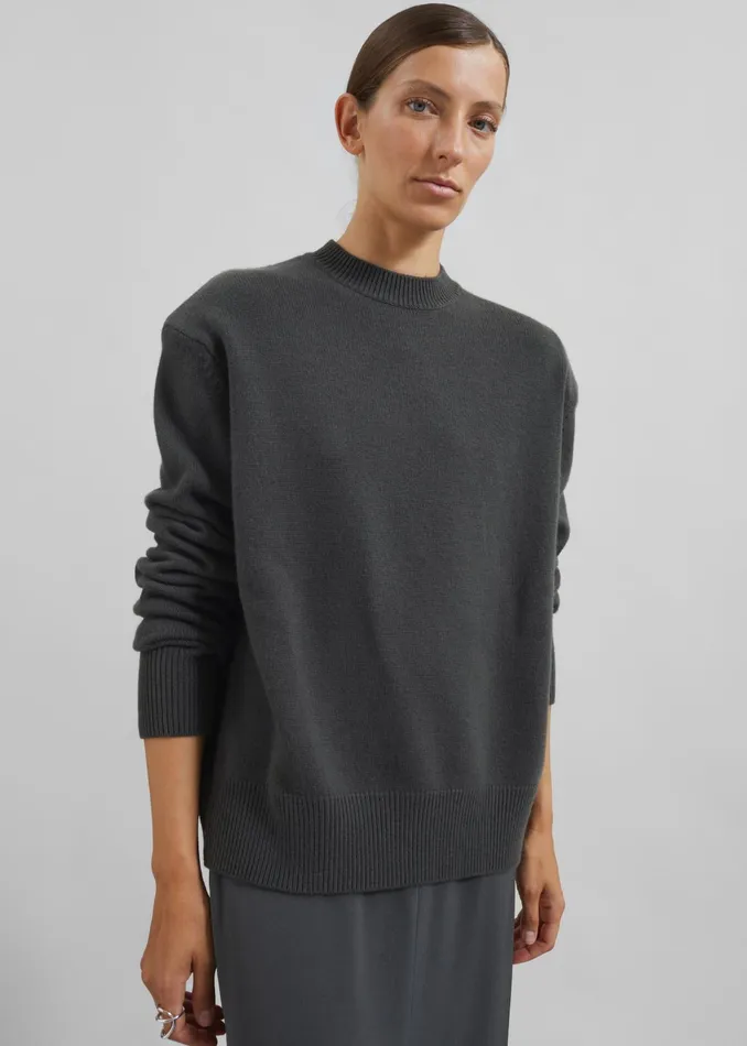 The Frankie Shop Knitwear Rafaela Padded Knit Sweater 8211 Light Khaki 8211 Women