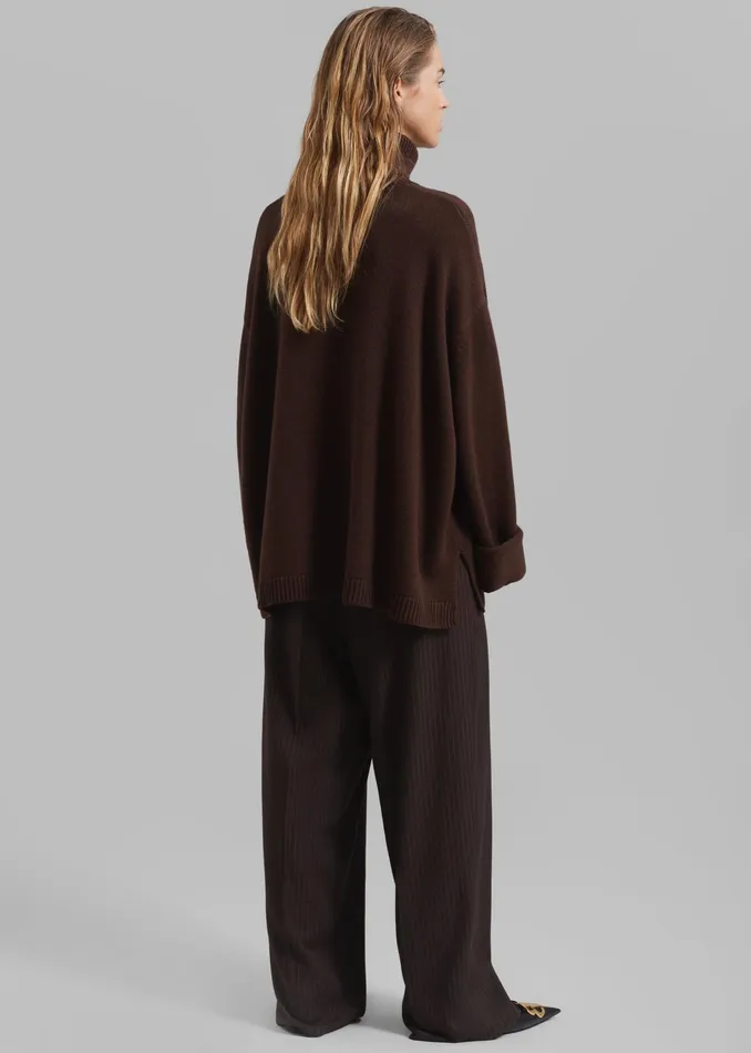 The Frankie Shop Knitwear Rhea Trapeze Turtleneck 8211 Brown 8211 Women
