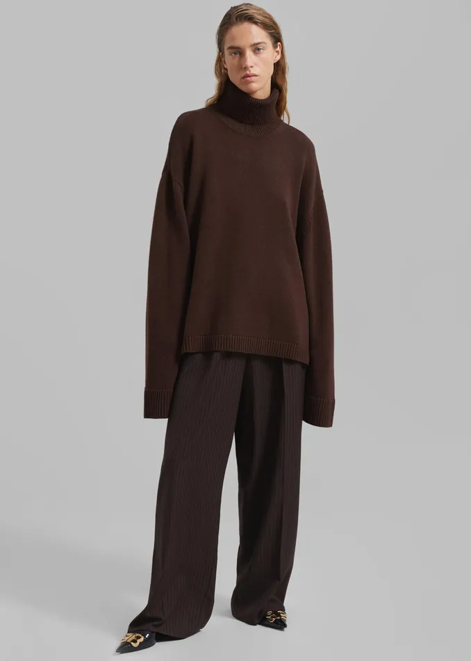 The Frankie Shop Knitwear Rhea Trapeze Turtleneck 8211 Brown 8211 Women
