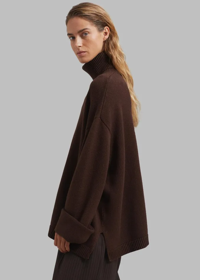 The Frankie Shop Knitwear Rhea Trapeze Turtleneck 8211 Brown 8211 Women