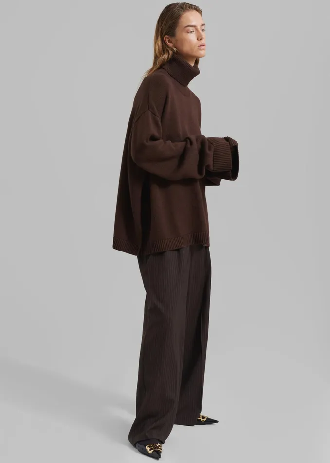 The Frankie Shop Knitwear Rhea Trapeze Turtleneck 8211 Brown 8211 Women