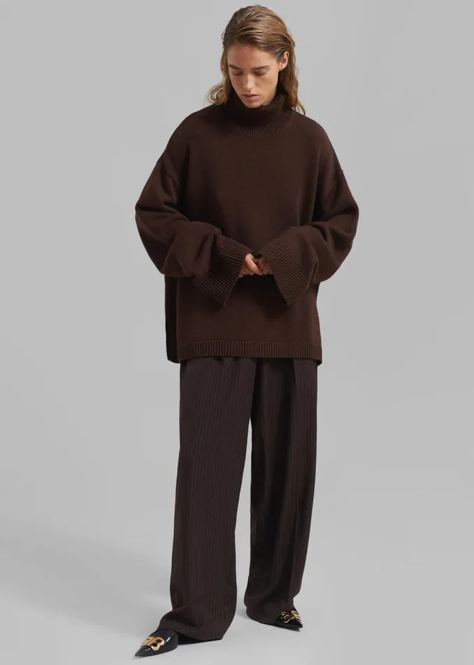 The Frankie Shop Knitwear Rhea Trapeze Turtleneck 8211 Brown 8211 Women