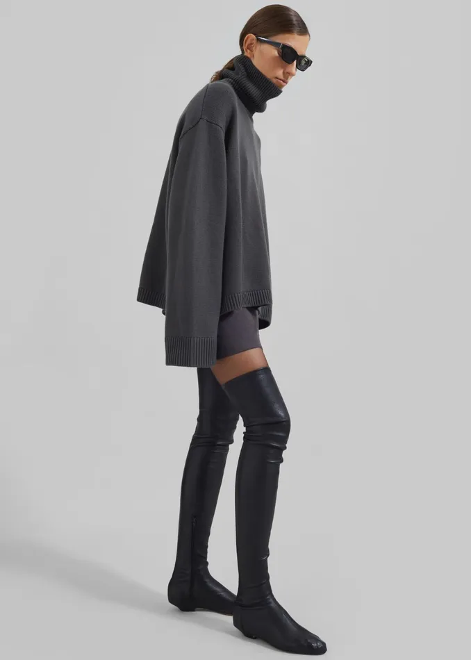 The Frankie Shop Knitwear Rhea Trapeze Turtleneck 8211 Light Khaki 8211 Women