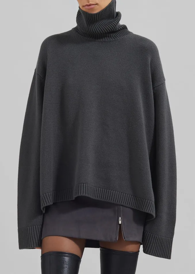 The Frankie Shop Knitwear Rhea Trapeze Turtleneck 8211 Light Khaki 8211 Women