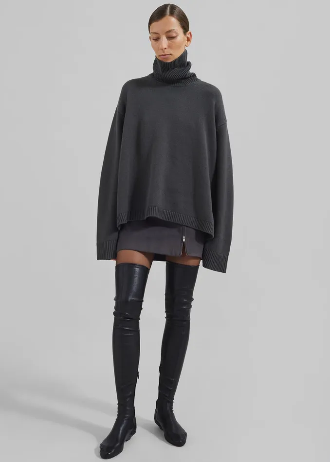 The Frankie Shop Knitwear Rhea Trapeze Turtleneck 8211 Light Khaki 8211 Women