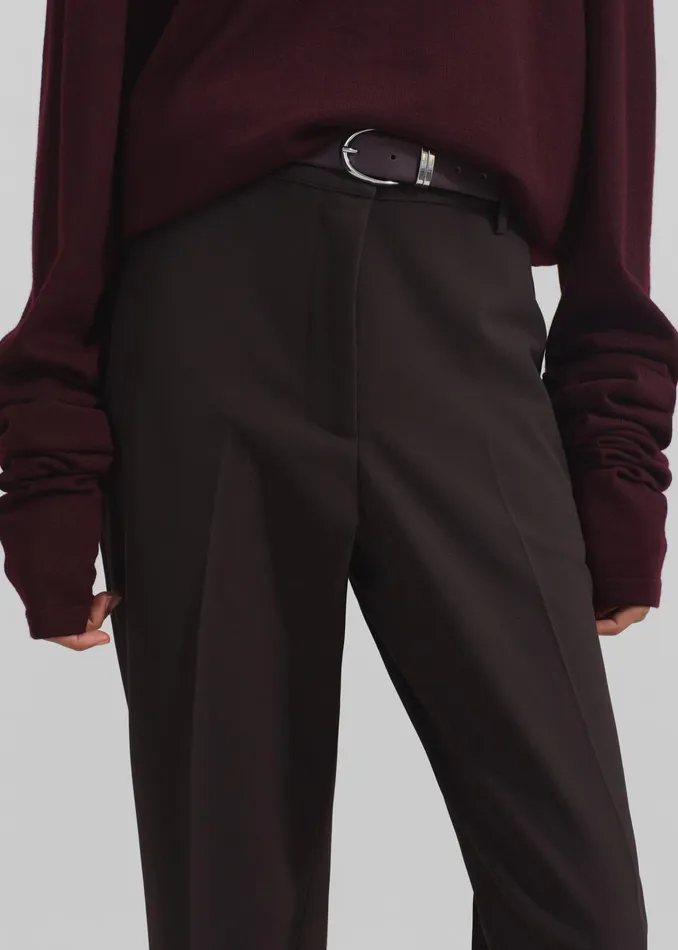 The Frankie Shop Ora Leather Belt 8211 PlumSilver 8211 Women