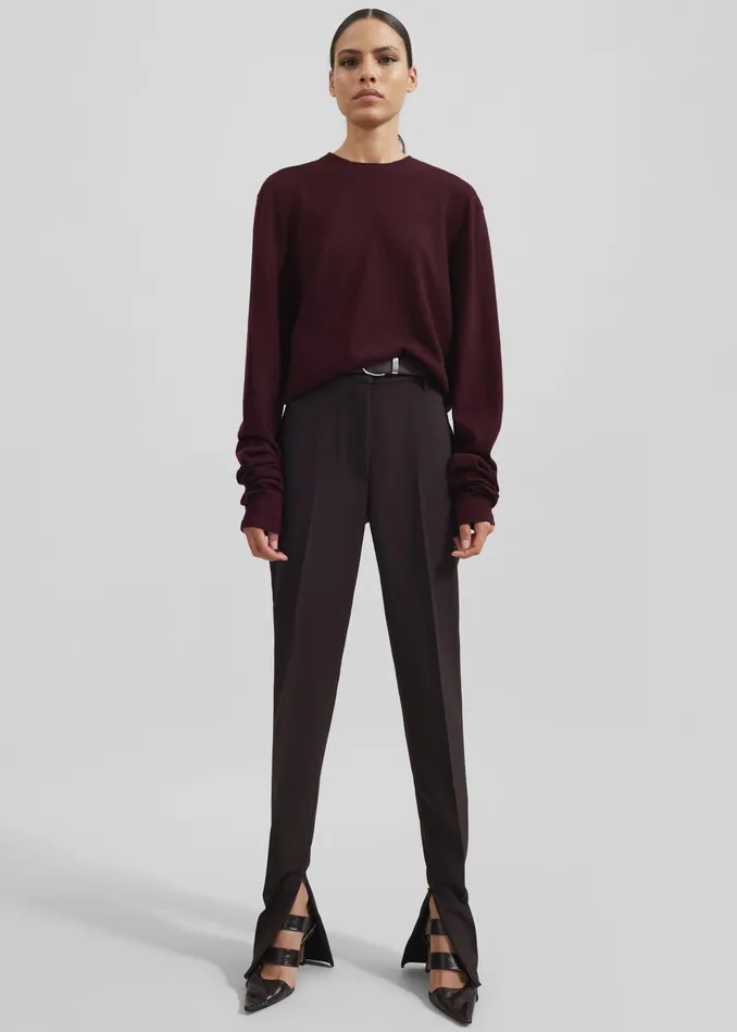 The Frankie Shop Ora Leather Belt 8211 PlumSilver 8211 Women