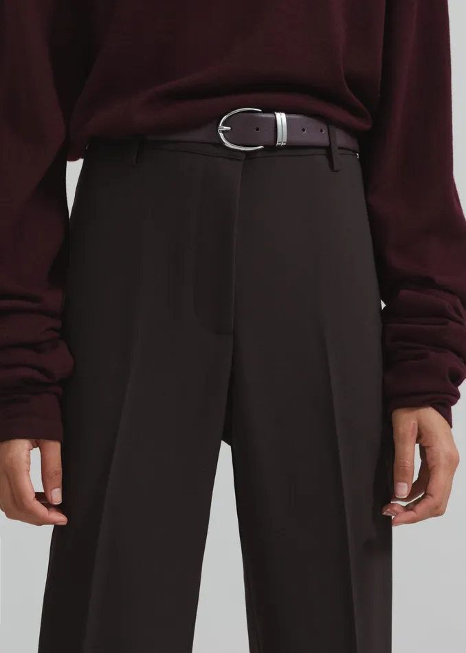The Frankie Shop Ora Leather Belt 8211 PlumSilver 8211 Women