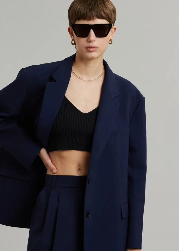 The Frankie Shop Outerwear Bea Blazer 8211 Midnight Blue 8211 Women