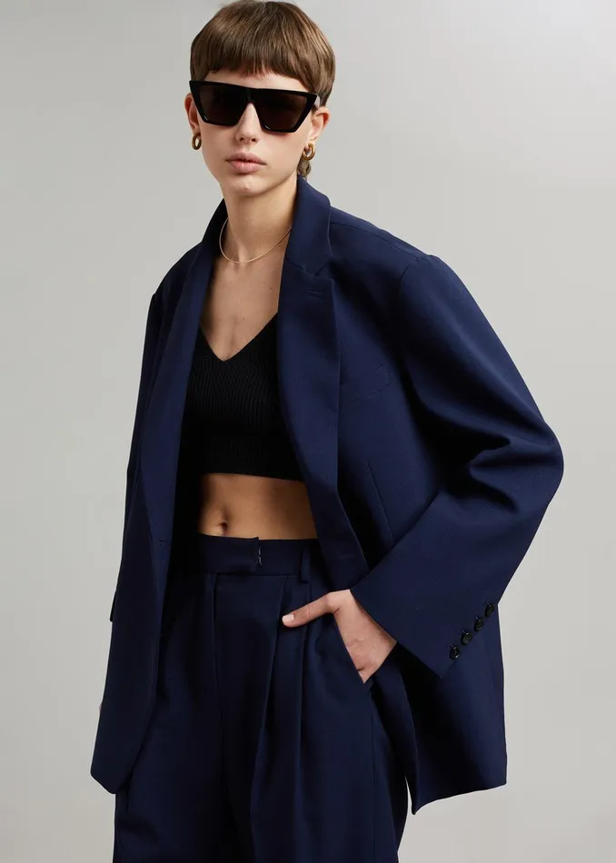 The Frankie Shop Outerwear Bea Blazer 8211 Midnight Blue 8211 Women