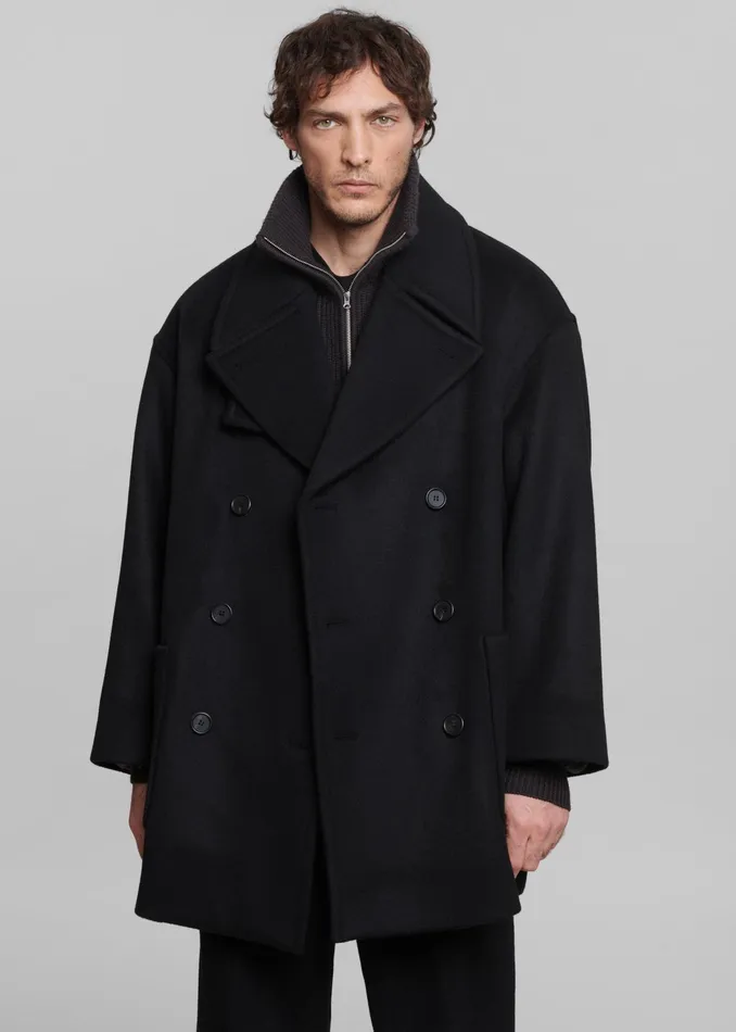 The Frankie Shop Outerwear Cooper Wool Peacoat 8211 Black 8211 Men