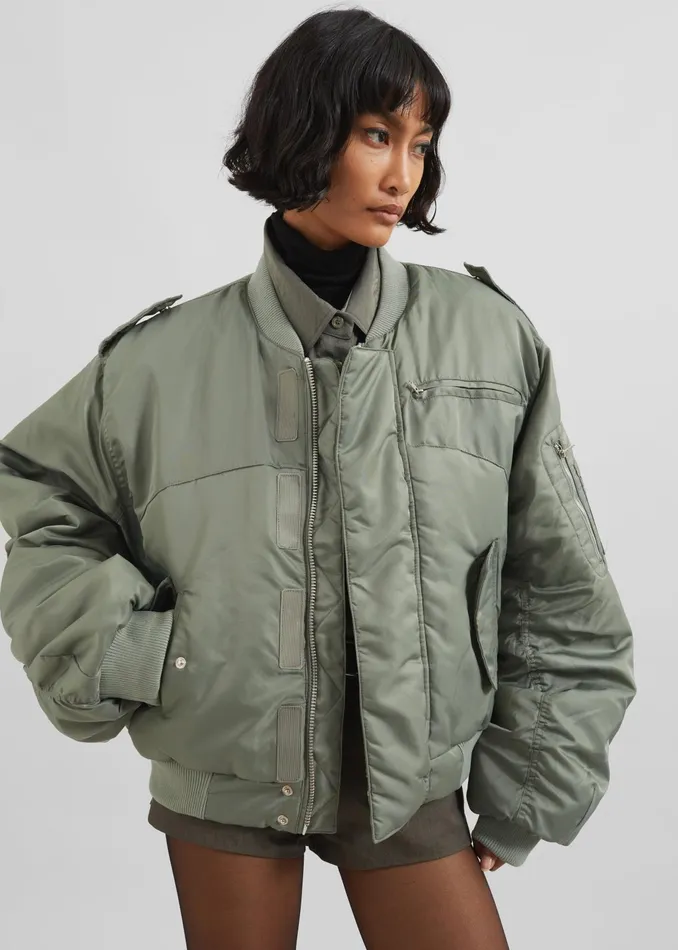The Frankie Shop Outerwear Dalva Bomber Jacket 8211 Sage 8211 Women