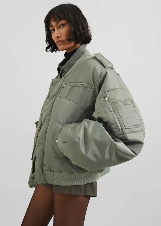 The Frankie Shop Outerwear Dalva Bomber Jacket 8211 Sage 8211 Women