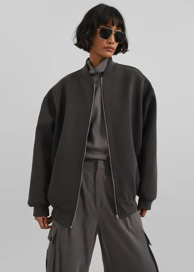 The Frankie Shop Outerwear Jura Cotton Bomber Jacket 8211 Charcoal 8211 Women The Frankie Shop Outerwear Jura Cotton Bomber Jacket 8211 Charcoal 8211 Women