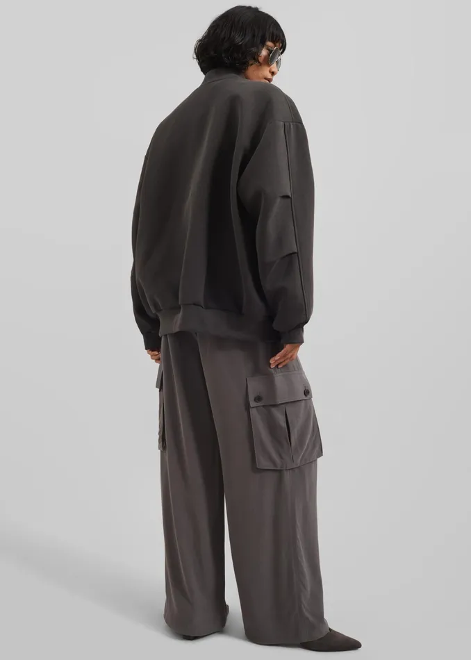 The Frankie Shop Outerwear Jura Cotton Bomber Jacket 8211 Charcoal 8211 Women